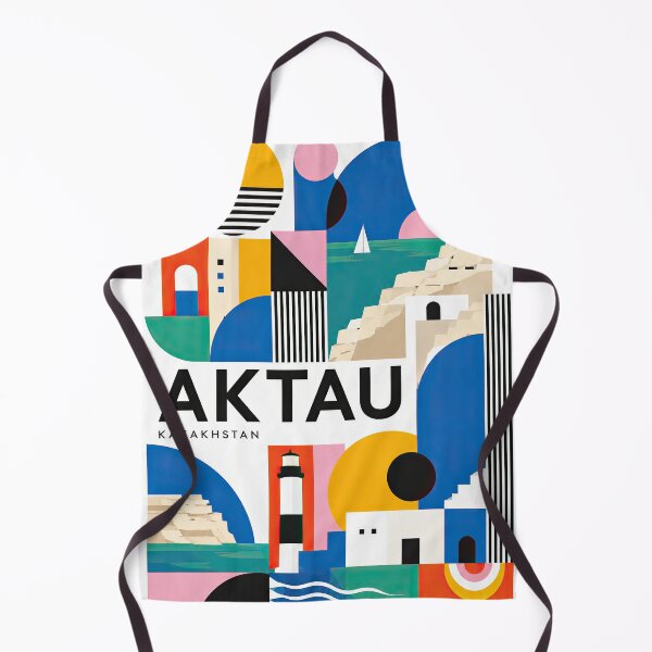 Item preview, Geometric poster featuring Aktau, Kazakhstan, with stylized coas designed and sold by ckybe.