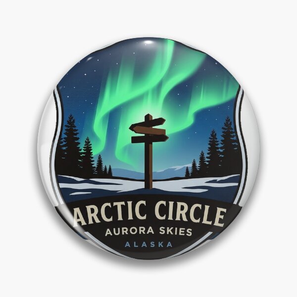 Item preview, Arctic Circle Alaska Aurora Night Crest Sticker designed and sold by DetourDgn.