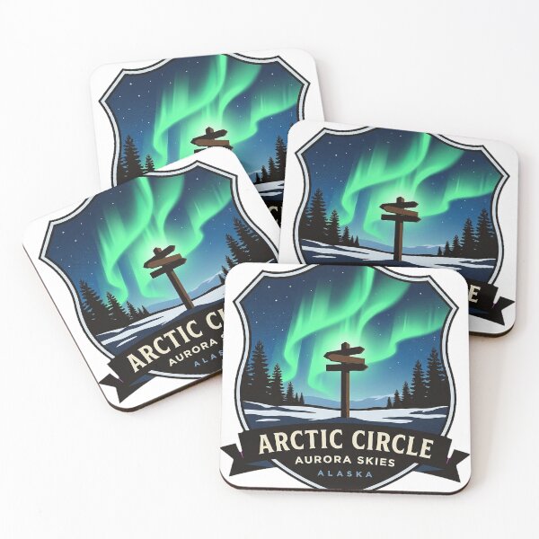 Item preview, Arctic Circle Alaska Aurora Night Crest Sticker designed and sold by DetourDgn.