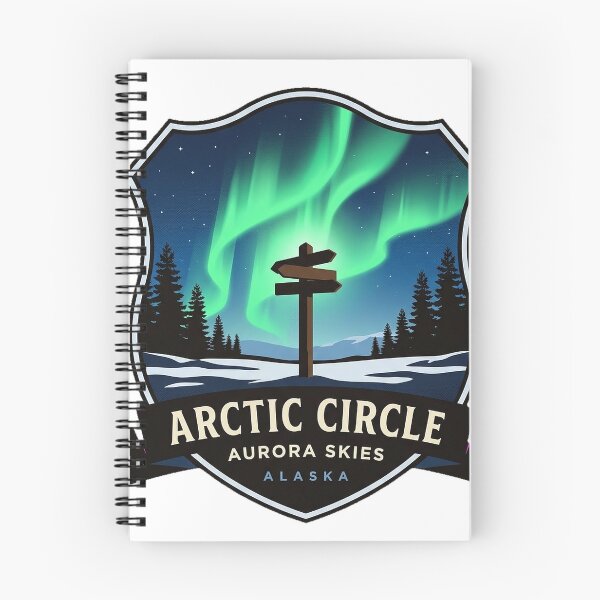 Item preview, Arctic Circle Alaska Aurora Night Crest Sticker designed and sold by DetourDgn.