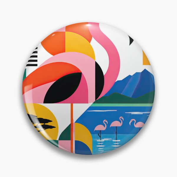 Item preview, Colorful geometric poster featuring pink flamingos, an African designed and sold by ckybe.