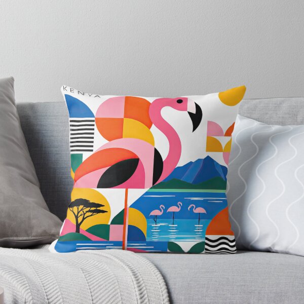 Item preview, Colorful geometric poster featuring pink flamingos, an African designed and sold by ckybe.