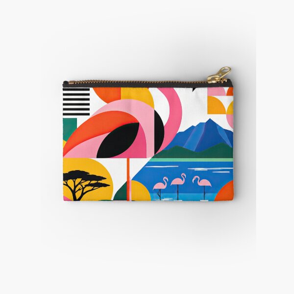 Item preview, Colorful geometric poster featuring pink flamingos, an African designed and sold by ckybe.