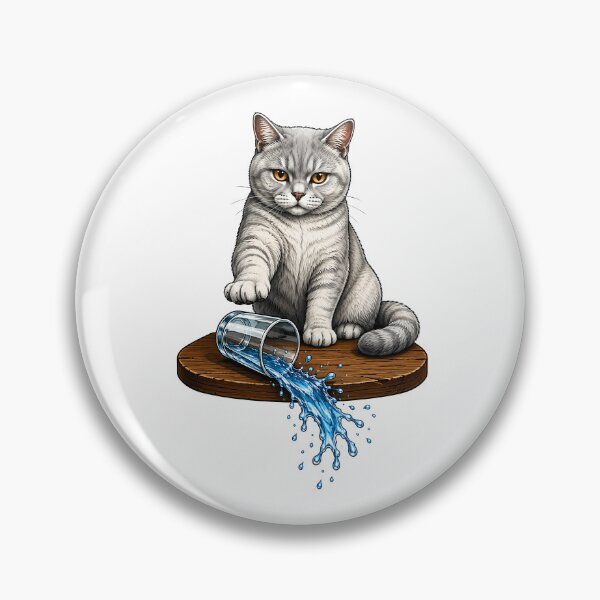 Item preview, Naughty Cat Spilled Water Glass Art designed and sold by Old's Cool Cat Studio.