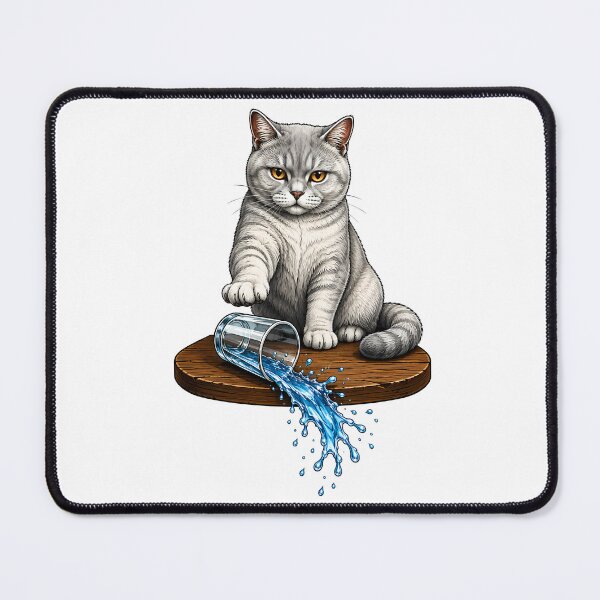 Item preview, Naughty Cat Spilled Water Glass Art designed and sold by Old's Cool Cat Studio.