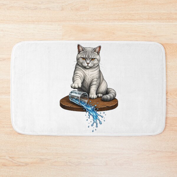 Item preview, Naughty Cat Spilled Water Glass Art designed and sold by Old's Cool Cat Studio.