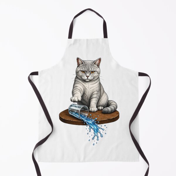 Aperçu de l'œuvre Naughty Cat Spilled Water Glass Art créée et vendue par Old's Cool Cat Studio.