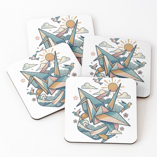 Item preview, Geometric Origami Crane Japanese Wave Graphic designed and sold by Stoic-Shop.