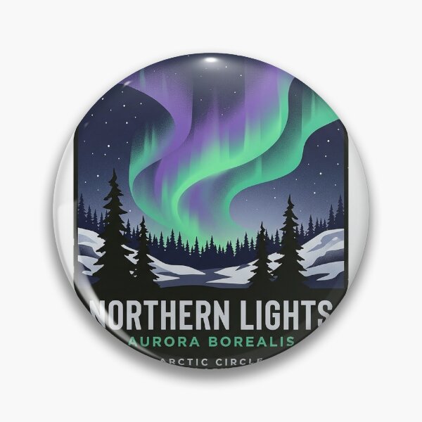 Item preview, Northern Lights Arctic Circle Alaska Spruce Sticker designed and sold by DetourDgn.