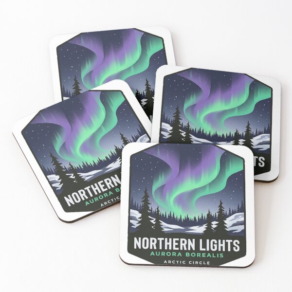Item preview, Northern Lights Arctic Circle Alaska Spruce Sticker designed and sold by DetourDgn.