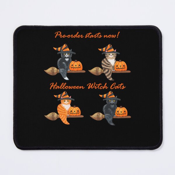 Item preview, Halloween Witch Cats Black Cat Tabby Cat Flying On Brooms With Pumpkins designed and sold by NancyxEasSHOP.