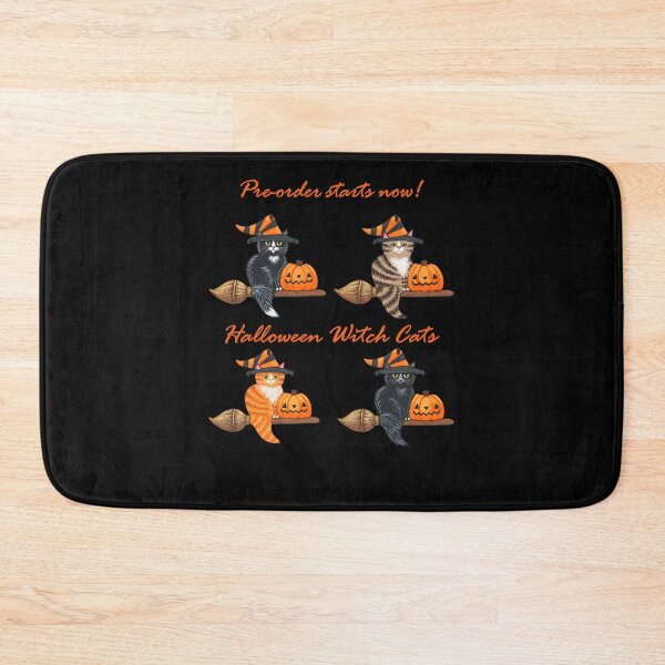 Item preview,  Halloween Witch Cats Black Cat Tabby Cat Flying On Brooms With Pumpkins designed and sold by NancyxEasSHOP.