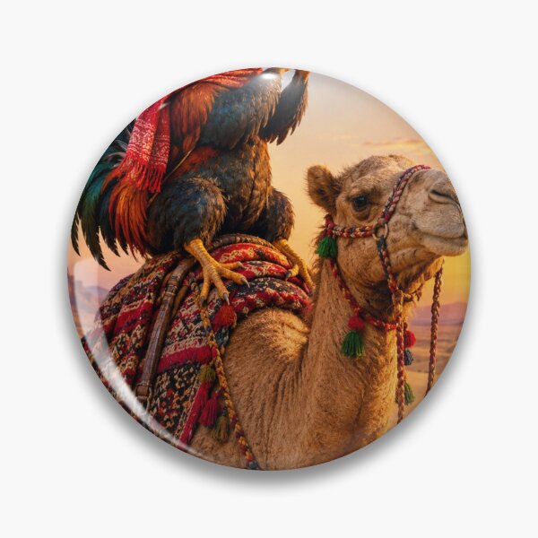 Item preview, Cool Rooster Playing Flute on Camel in Desert Sunset Wall Art designed and sold by Sandeep design studio .