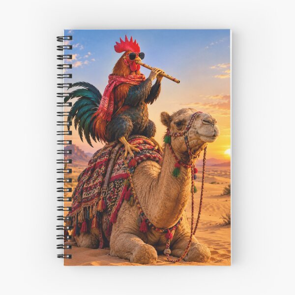 Item preview, Cool Rooster Playing Flute on Camel in Desert Sunset Wall Art designed and sold by Sandeep design studio .