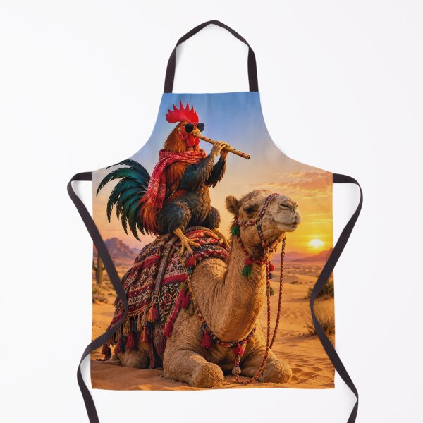 Item preview, Cool Rooster Playing Flute on Camel in Desert Sunset Wall Art designed and sold by Sandeep design studio .