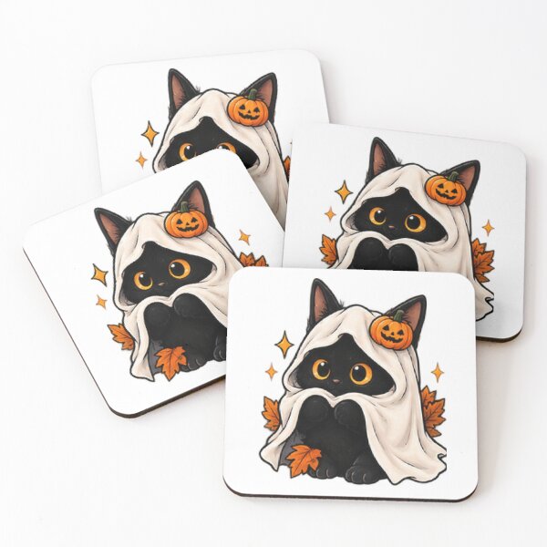 Item preview, Spooky Cute Halloween Ghosts Black Cats and Pumpkin Characters Kawaii Artwork designed and sold by ucpstudio.