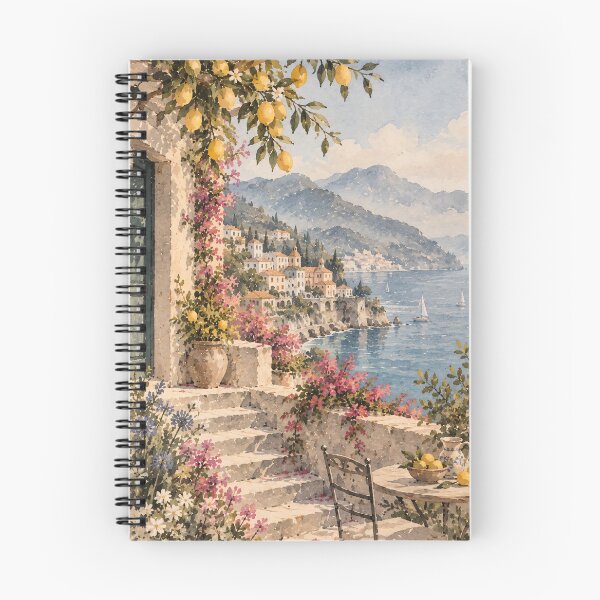 Item preview, Mediterranean Watercolour Painting Amalfi Coast Lemon Terrace designed and sold by Jozefin's Studio.