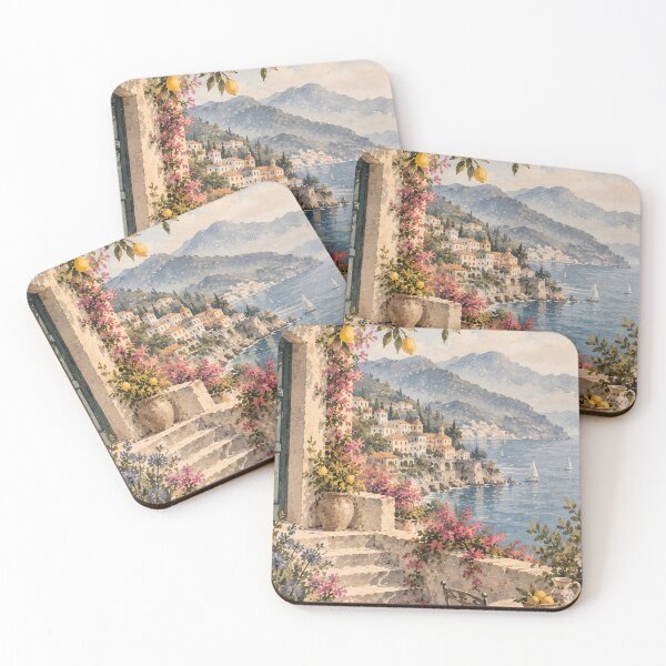 Item preview, Mediterranean Watercolour Painting Amalfi Coast Lemon Terrace designed and sold by Jozefin's Studio.