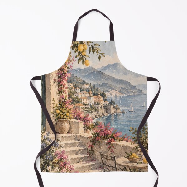 Item preview, Mediterranean Watercolour Painting Amalfi Coast Lemon Terrace designed and sold by Jozefin's Studio.