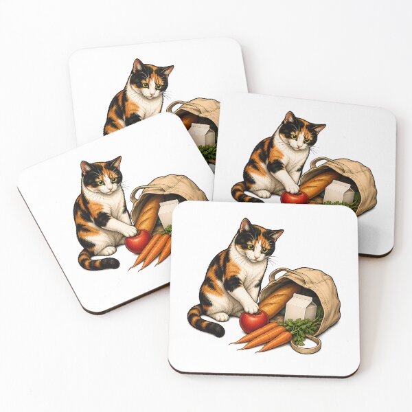 Item preview, Calico Cat Spilled Grocery Bag Art designed and sold by Old's Cool Cat Studio.