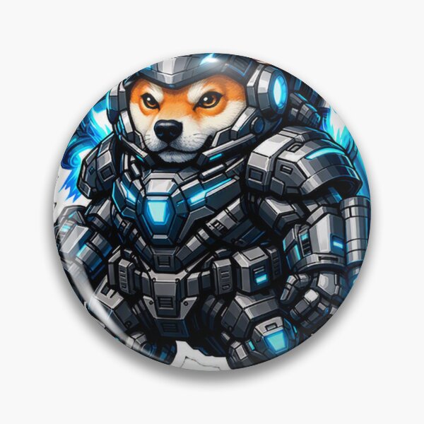 Artikelvorschau, Cyberpunk Mecha Shiba Inu Jetpack Sci-Fi Rüstungsaufkleber entworfen und verkauft von CyberPaws Art.