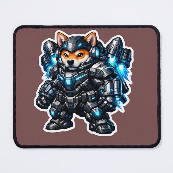Item preview, Cyberpunk Mecha Shiba Inu Jetpack Sci-Fi Armor Sticker designed and sold by CyberPaws Art.