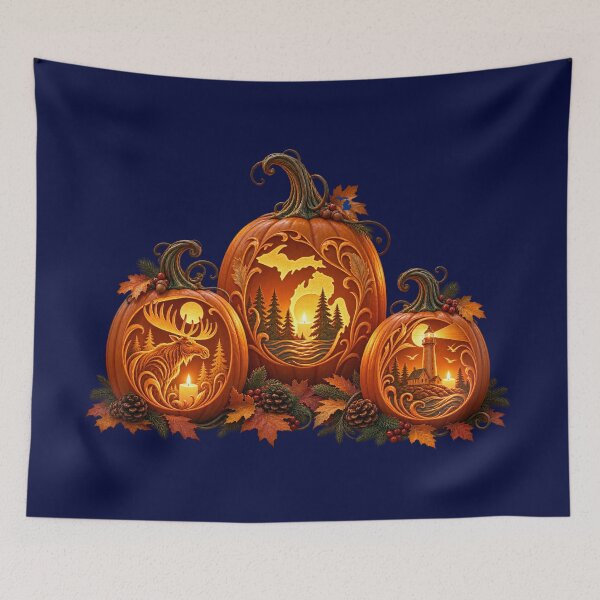 Item preview, Michigan Pumpkin Season | Autumn Harvest Art designed and sold by FreshWaterWares.