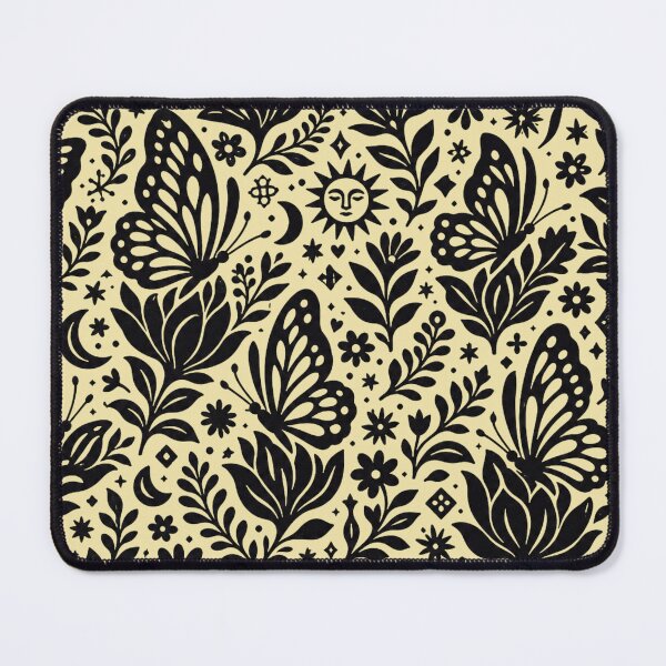 Item preview, Enchanted Butterfly & Botanical Garden - Linocut Folk Art Pattern designed and sold by Modern Antique Atelier .