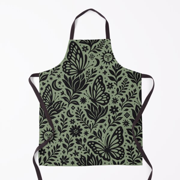 Item preview, Enchanted Butterfly & Botanical Garden - Linocut Folk Art Pattern designed and sold by Modern Antique Atelier .