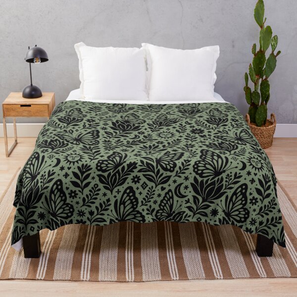 Item preview, Enchanted Butterfly & Botanical Garden - Linocut Folk Art Pattern designed and sold by Modern Antique Atelier .