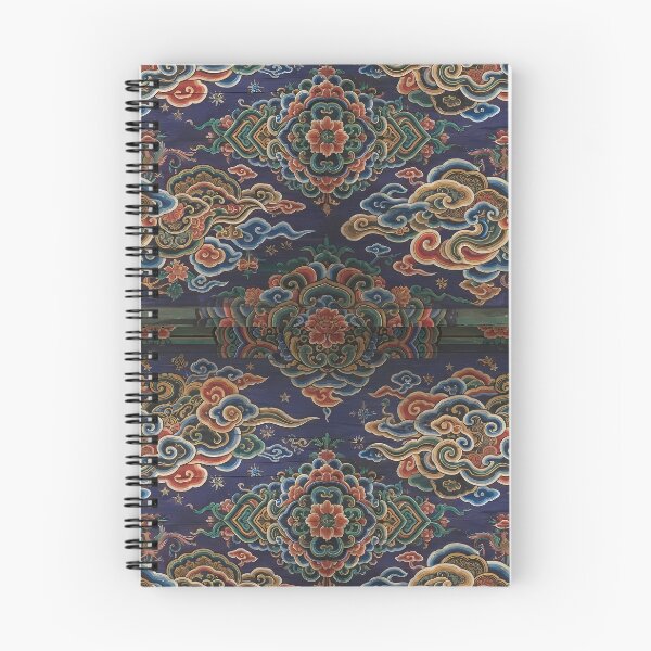 Item preview, Korean Royal Dancheong Seamless Pattern: Traditional Indigo Wood, Auspicious Clouds & Palace Art Print, Tapestry & Home Decor designed and sold by SOOstudio73.