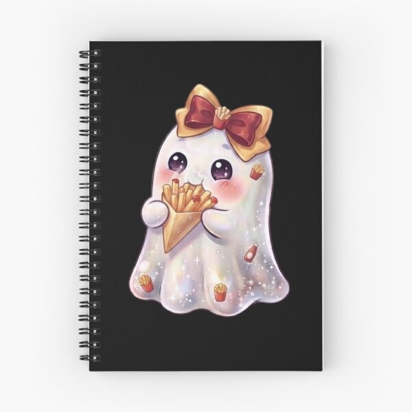 Item preview, Cute Kawaii Ghost Eating a French-fries Design / Potato Chips / Halloween Costume / Foodie / T-shirts mugs stickers phone case hardcover journal poster designed and sold by TeenLake.