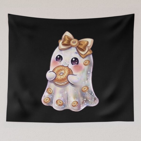 Item preview, Cute Kawaii Ghost Bagel Design /  Cream Cheese / Halloween / Foodie / Food Pun / T-shirts mugs stickers phone case hardcover journal poster Funny designed and sold by TeenLake.