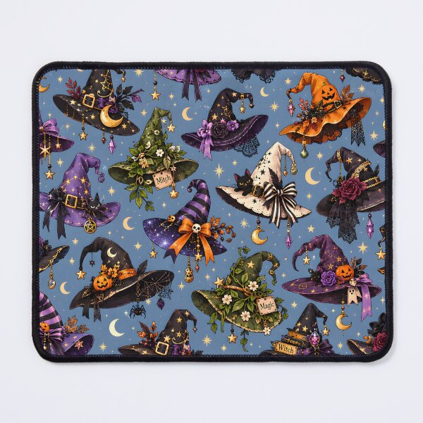 Item preview, Halloween Pattern: fantasy witch hats with different unique designs designed and sold by DreamagineArtDesign.