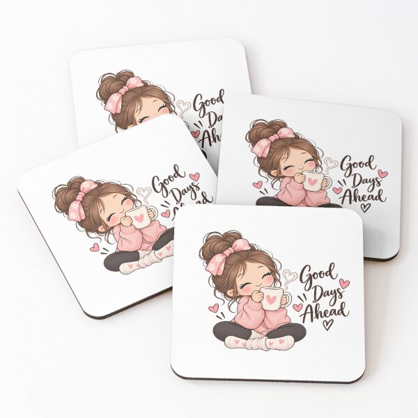 Item preview, Cute Girl Coffee Sticker | Good Days Ahead | Cozy Girly Kawaii Design designed and sold by StickyDelights.