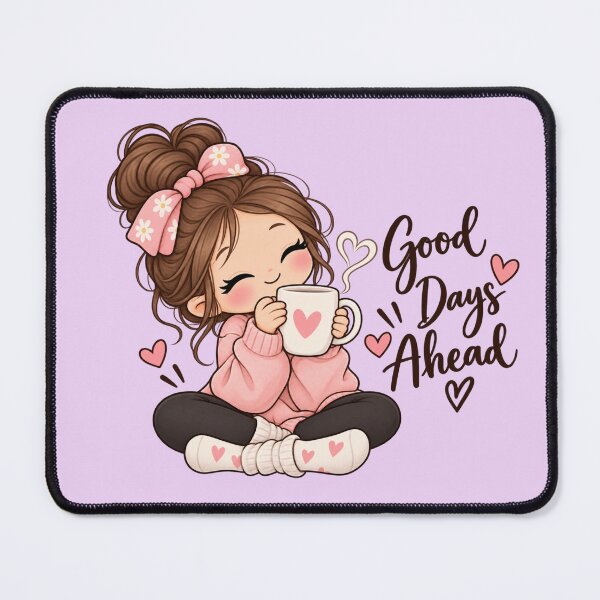 Item preview, Cute Girl Coffee Sticker | Good Days Ahead | Cozy Girly Kawaii Design designed and sold by StickyDelights.