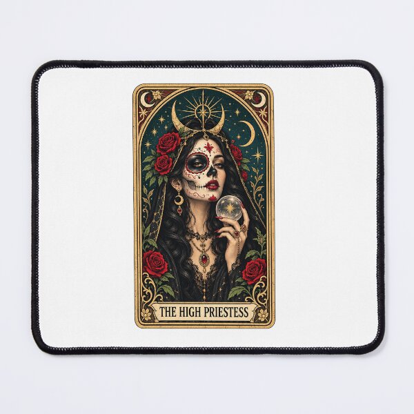 Item preview, The High Priestess Sugar Skull Tarot Card Day Of The Dead Gothic designed and sold by YAWO-PAE.