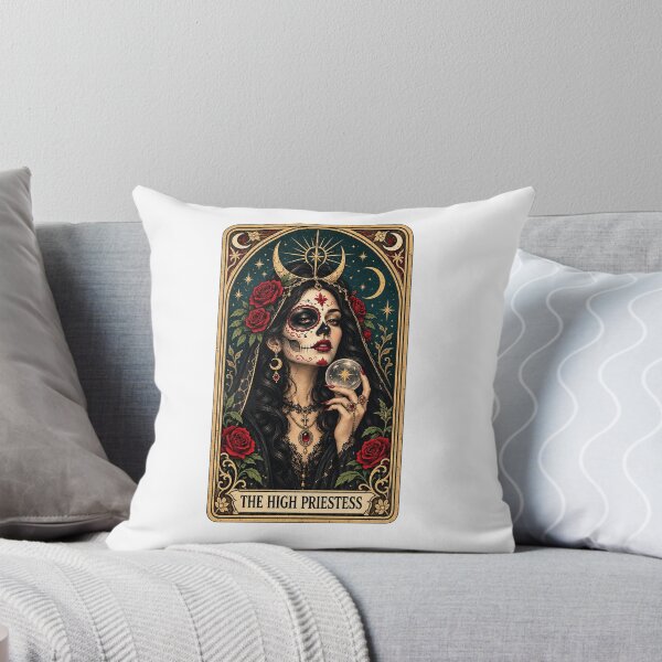 Item preview, The High Priestess Sugar Skull Tarot Card Day Of The Dead Gothic designed and sold by YAWO-PAE.