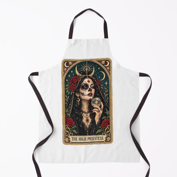 Item preview, The High Priestess Sugar Skull Tarot Card Day Of The Dead Gothic designed and sold by YAWO-PAE.
