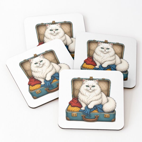Item preview, Fluffy White Cat In Suitcase Art designed and sold by Old's Cool Cat Studio.