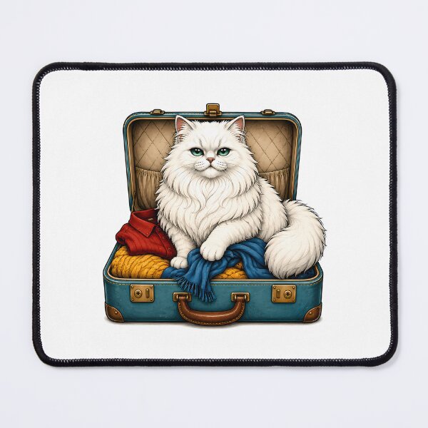 Item preview, Fluffy White Cat In Suitcase Art designed and sold by Old's Cool Cat Studio.