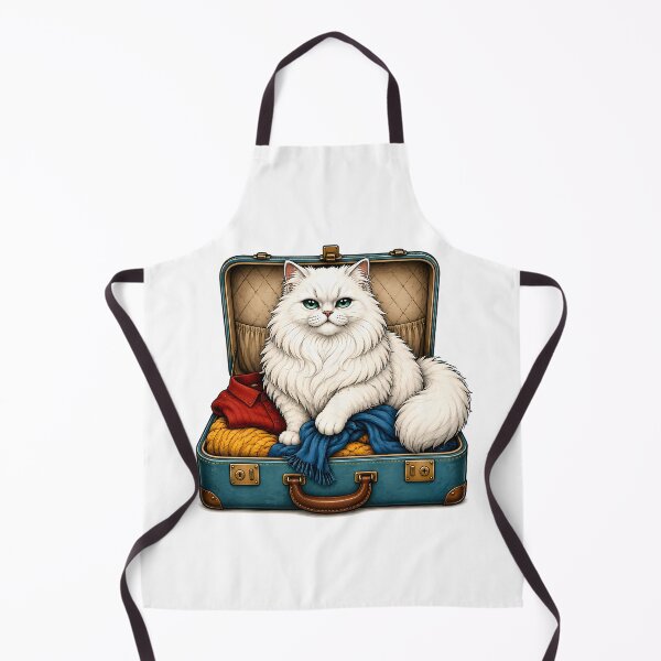 Item preview, Fluffy White Cat In Suitcase Art designed and sold by Old's Cool Cat Studio.