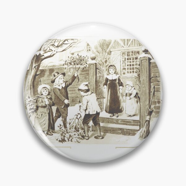 Item preview, Vintage Children Gathering Holly Winter Art designed and sold by Antique Science Press.