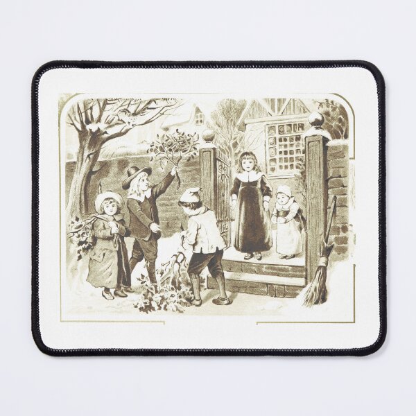 Item preview, Vintage Children Gathering Holly Winter Art designed and sold by Antique Science Press.