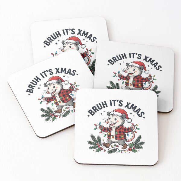 Item preview, Opossum wearing Santa hat - Bruh It's Xmas designed and sold by Steele-Art.