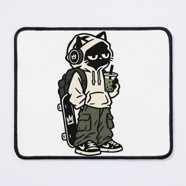 Item preview, Streetwear Cat With Boba – Cool Skateboard Anime Cat designed and sold by Aesthicer.
