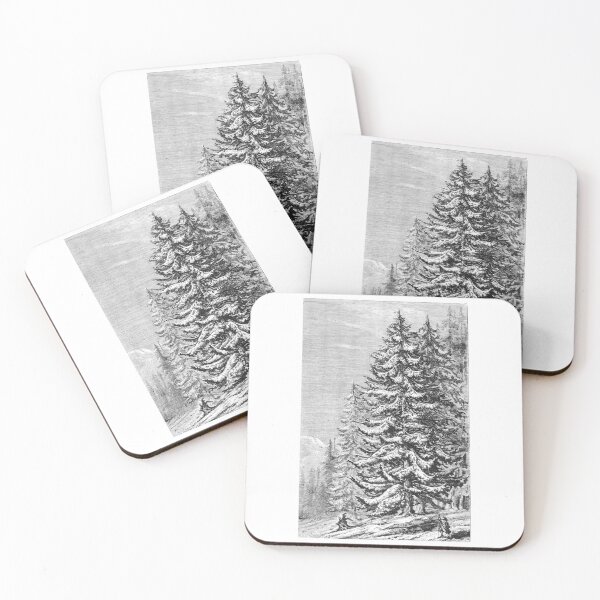 Item preview, Vintage Snowy Pine Trees Forest Winter Engraving designed and sold by Antique Science Press.