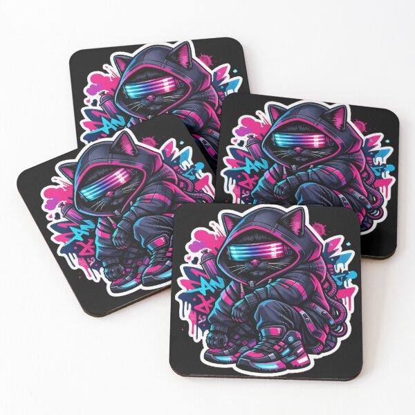 Item preview, Cyberpunk Techwear Cat Streetwear Neon Visor Sticker designed and sold by CyberPaws Art.