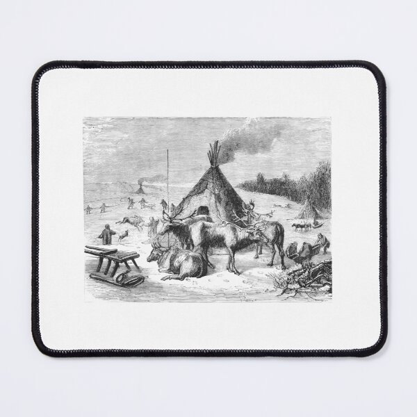Item preview, Vintage Arctic Reindeer Camp Antique Engraving designed and sold by Antique Science Press.