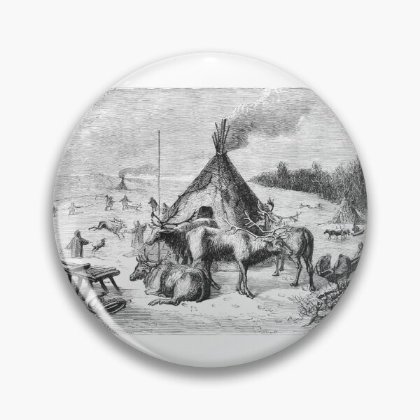Item preview, Vintage Arctic Reindeer Camp Antique Engraving designed and sold by Antique Science Press.